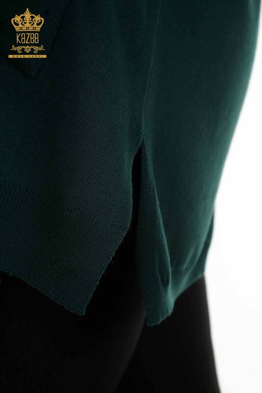 Hurtownia swetrów damskich z dzianiny - W paski haftowane kamieniami - Nefti - 30621 | KAZEE