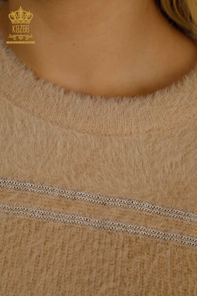 Hurtownia swetrów damskich z dzianiny - W paski - Angora - beż - 30680 | KAZEE - Thumbnail