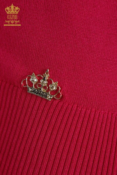 Hurtownia swetrów damskich z dzianiny - Podstawowy - model amerykański - jasna fuksja - 16271| KAZEE - Thumbnail
