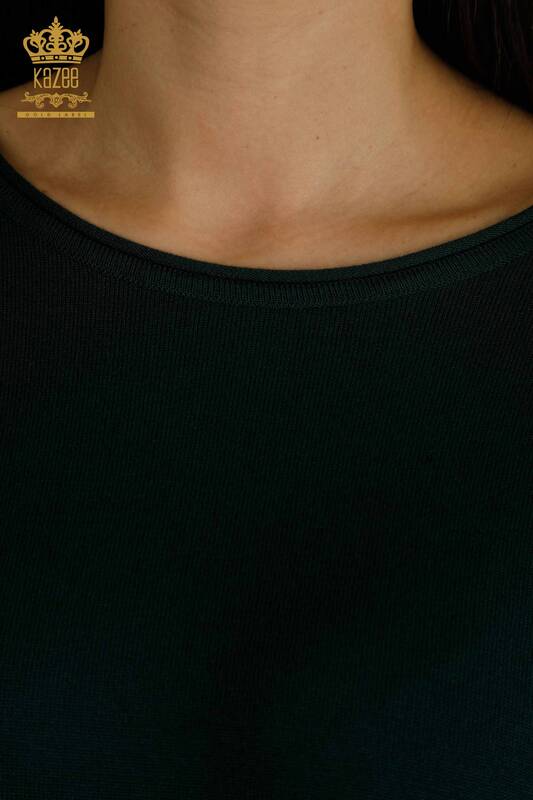 Hurtownia damska dzianiny sweterkowej z rękawami różowa szczegółowa Nefti - 15374 | KAZEE