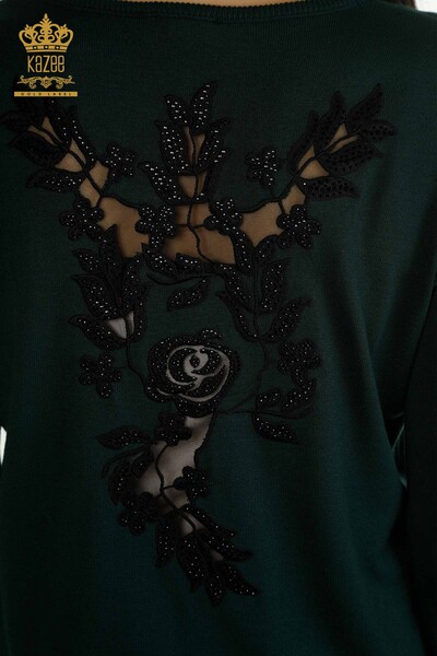 Hurtownia damska dzianiny sweterkowej z rękawami różowa szczegółowa Nefti - 15374 | KAZEE - Thumbnail