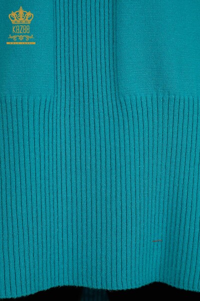Hurtownia swetrów damskich z dzianiny - Rozcięcia - turkusowy - 30193 | KAZEE - Thumbnail