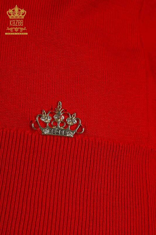 Hurtownia swetrów damskich z dzianiny - z długim rękawem - czerwony - 11071 | KAZEE