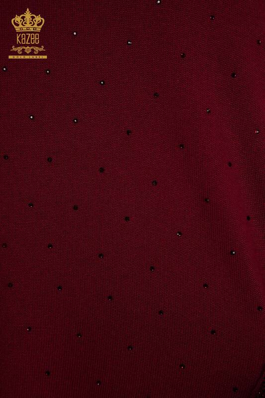 Hurtownia swetrów damskich z dzianiny - Długi rękaw - liliowy - 30624 | KAZEE