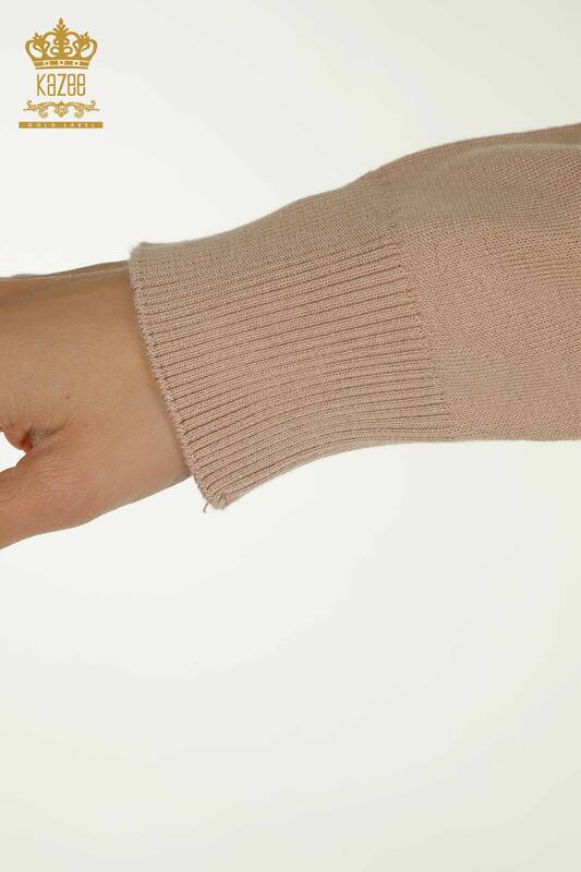 Hurtownia swetrów damskich z dzianiny - Długi rękaw - Pudrowy - 30635 | KAZEE