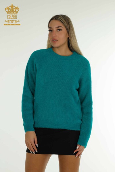 Kazee - Hurtownia swetrów damskich z dzianiny - z długim rękawem - turkusowy - 30775 | KAZEE
