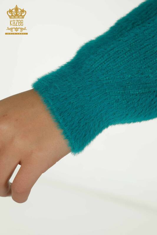 Hurtownia swetrów damskich z dzianiny - z długim rękawem - turkusowy - 30775 | KAZEE