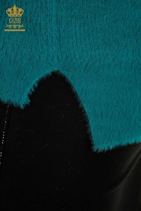 Hurtownia swetrów damskich z dzianiny - z długim rękawem - turkusowy - 30775 | KAZEE