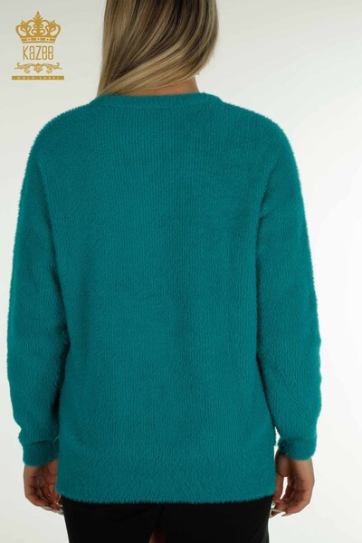Hurtownia swetrów damskich z dzianiny - z długim rękawem - turkusowy - 30775 | KAZEE - Thumbnail