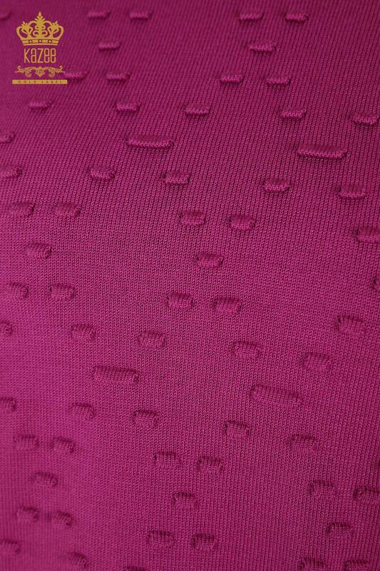 Hurtownia swetrów damskich z dzianiny - okrągły dekolt - fioletowy - 30408 ​​​​| KAZEE