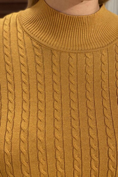 Hurtownia swetrów damskich z dzianiny Wysoki kołnierz Pleciony - 15291 | KAZEE - Thumbnail