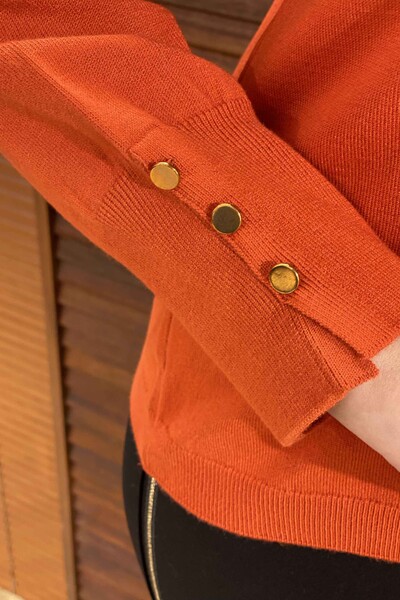 Hurtownia swetrów damskich z dzianiny, z wysokim kołnierzem i rękawami zapinanymi na guziki - 16130 | KAZEE - Thumbnail