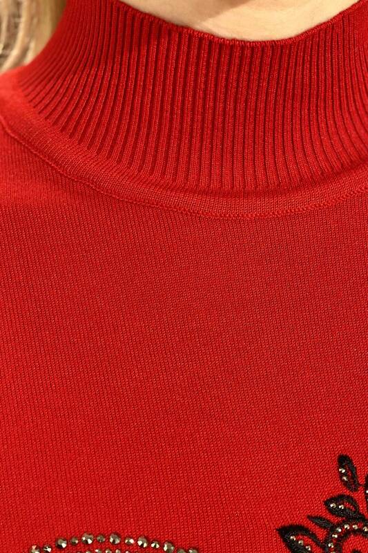 Hurtownia swetrów damskich z dzianiny z wysokim kołnierzem we wzorzyste wzory - 16284 | KAZEE