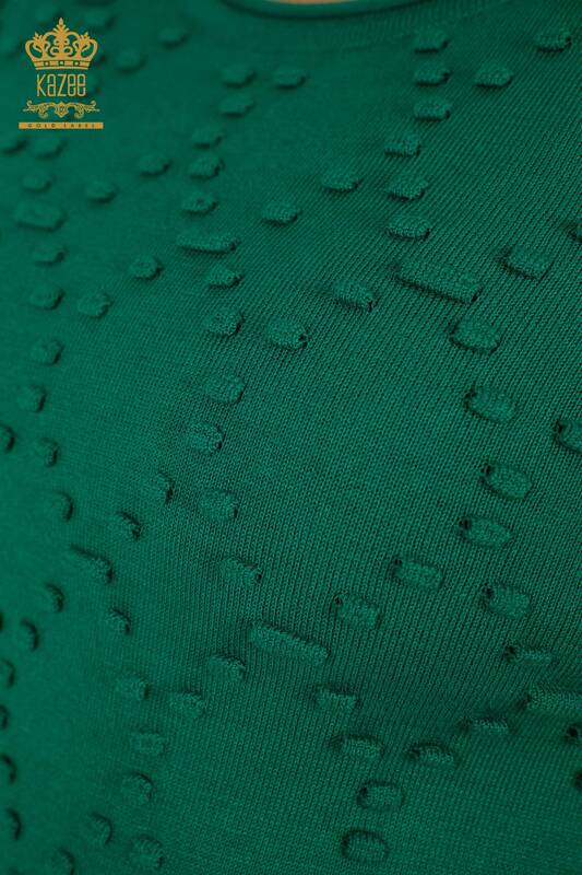 Hurtownia swetrów damskich z dzianiny - okrągły dekolt - zielony - 16740 | KAZEE