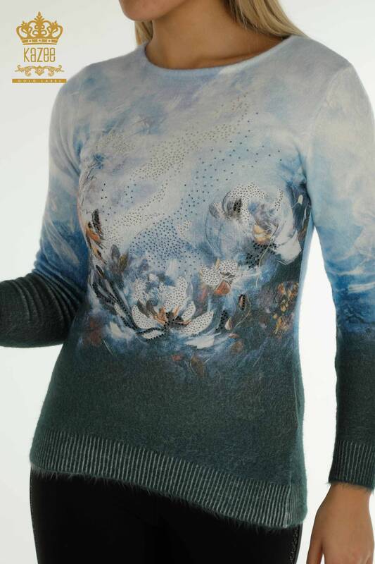 Hurtownia swetrów damskich z dzianiny - z długim rękawem - cyfrowy - 40028 | KAZEE