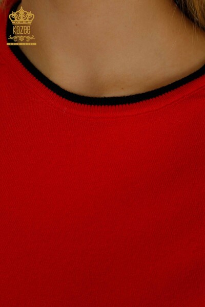 Hurtownia swetrów damskich z dzianiny - Model amerykański - czerwony - 30790 | KAZEE - Thumbnail