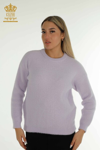 Kazee - Hurtownia swetrów damskich z dzianiny - Z długim rękawem - liliowy - 30775 | KAZEE