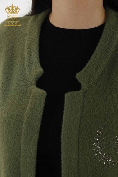 Hurtownia damskiej kamizelki kieszonkowej haftowanej khaki - 30243 | KAZEE - Thumbnail