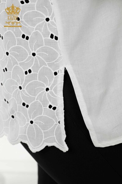 Hurtownia koszul damskich - Koronkowa szczegółowa - biała - 20319 | KAZEE - Thumbnail