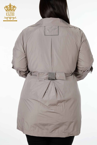 Hurtownia damska płaszcza przeciwdeszczowego z paskiem Mink - 7575 | KAZEE - Thumbnail