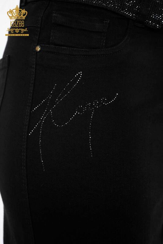 Hurtownia damskiej spódnicy jeansowej Kazee ze szczegółowym haftowanym kamieniem - 4149 | KAZEE