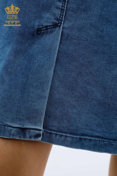 Hurtownia damska spódnica jeansowa Crystal Stone haftowana kieszeń z haftowanym tekstem - 4182 | KAZEE - Thumbnail
