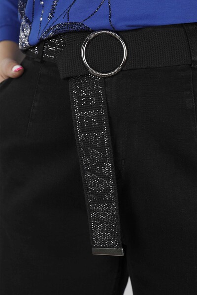 Hurtownia spodni damskich z napisem na pasku i kieszeniami - 3368 | KAZEE - Thumbnail (2)