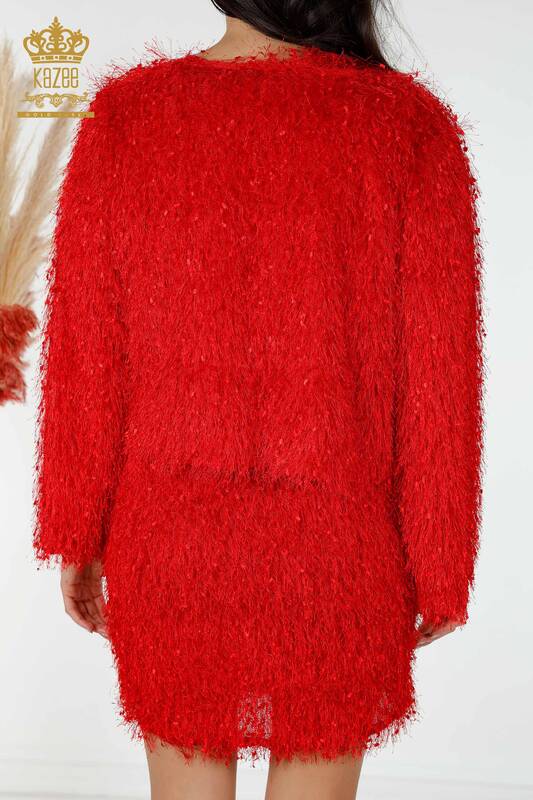 Hurtowa damska sukienka kardigan czerwona - 16649 | KAZEE