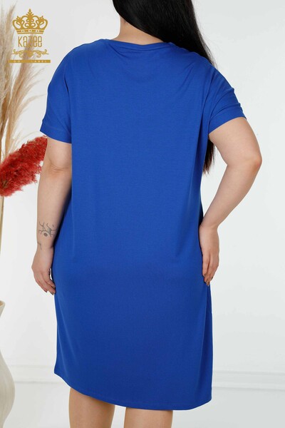 Hurtownia sukienek damskich z kolorowymi kamieniami haftowanymi Saks - 7740 | KAZEE - Thumbnail