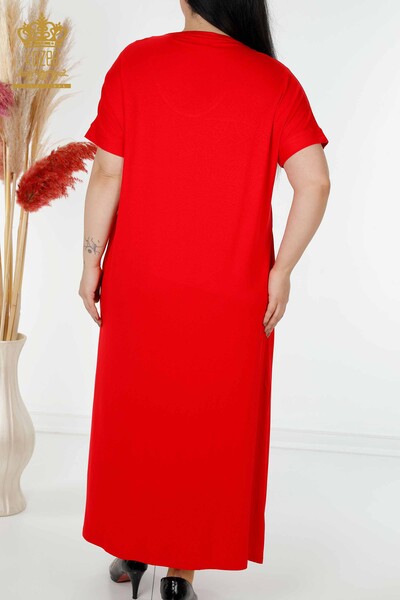 Hurtownia sukienek damskich w kwiatowe wzory czerwona - 7733 | KAZEE - Thumbnail