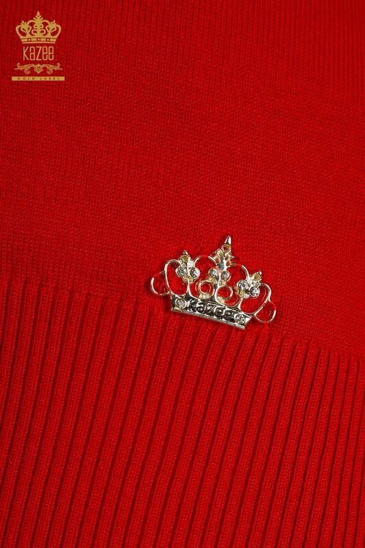 Hurtownia swetrów damskich z dzianiny - Model amerykański - Czerwony - 15943 | KAZEE