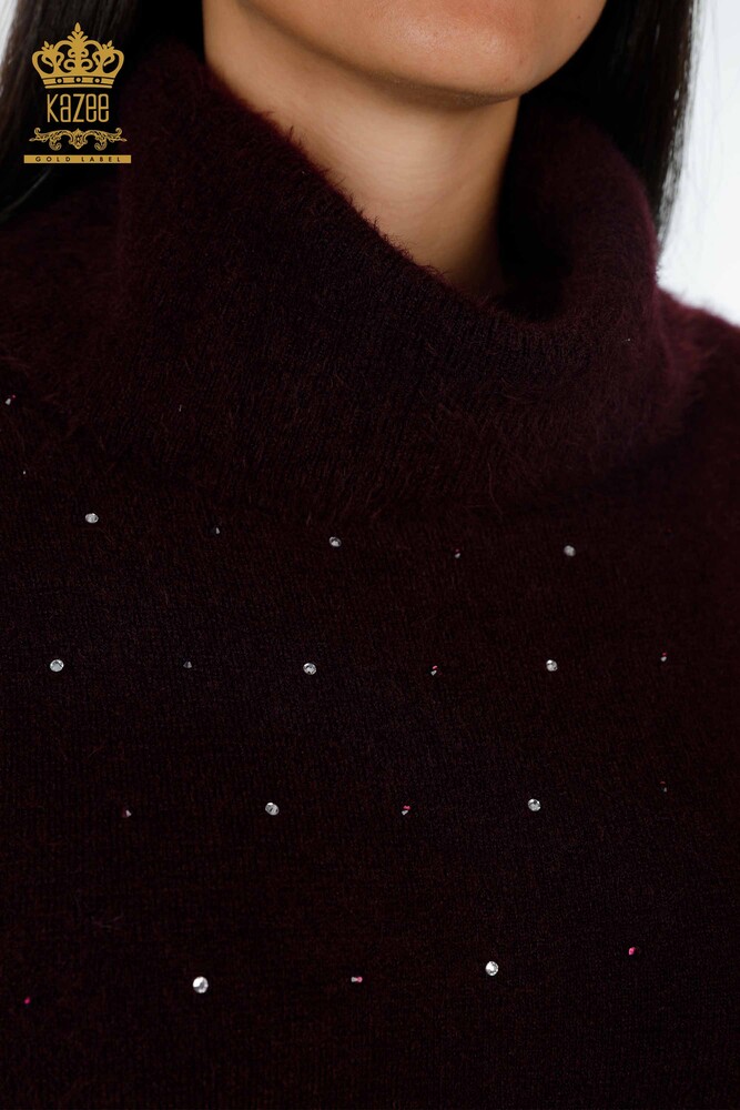 Hurtownia damskiej tuniki Angora z haftem w kamienie i dwiema kieszeniami - 18876 | KAZEE - 19