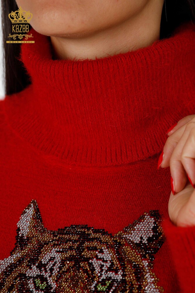 Hurtownia damska tunika Angora Tiger wzorzysta haftowana kieszeń z kamieniem - 18880 | KAZEE - 5