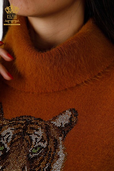 Hurtownia damska tunika Angora Tiger wzorzysta haftowana kieszeń z kamieniem - 18880 | KAZEE - Thumbnail