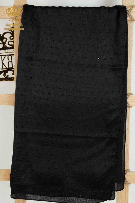 Hurtownia szali damskich z haftem kamiennym w kolorze czarnym - 551 | KAZEE