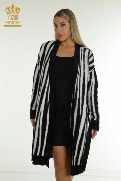 Hurtownia kardiganu damskiego Angora dwukolorowa ecru - 30312 | KAZEE - Kazee