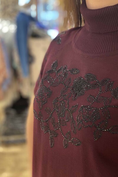 Hurtownia damskiego swetra w kwiaty z haftowanym wzorem amerykańskim - 15763 | KAZEE - Thumbnail