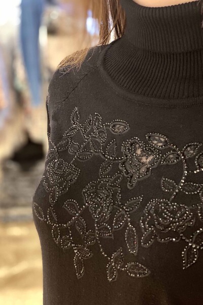 Hurtownia damskiego swetra w kwiaty z haftowanym wzorem amerykańskim - 15763 | KAZEE - Thumbnail