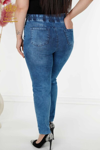 Hurtownia spodni jeansowych damskich niebieska z wzorem ananasa - 3692 | KAZEE - Thumbnail