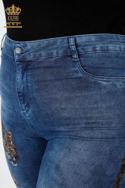 Hurtownia jeansów damskich niebieski wzór tygrysa - 3294 | KAZEE - Thumbnail
