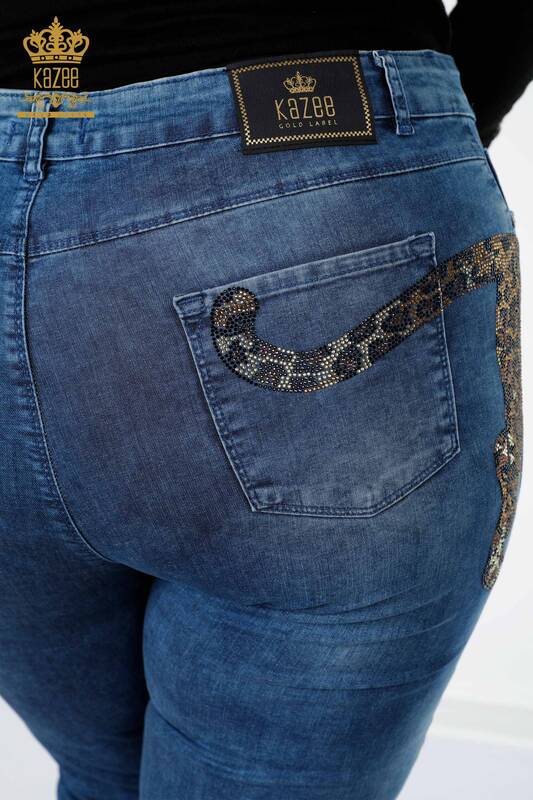 Hurtownia jeansów damskich niebieski wzór tygrysa - 3294 | KAZEE