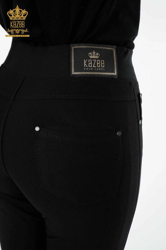 Hurtownia jeansów damskich czarnych z wzorem w liście - 3562 | KAZEE