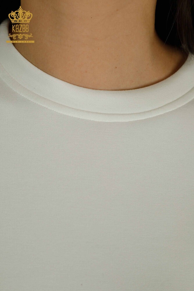 Hurtownia dresu damskiego ze spodenkami - Basic - Ecru - 17699 | KAZEE - 3