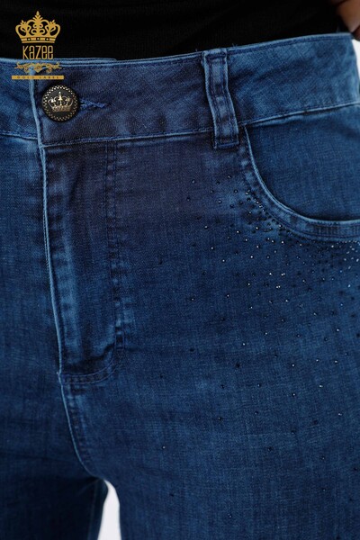Hurtownia spodni jeansowych damskich Kolorowe kryształowe kamienie haftowane Koton - 3588 | KAZEE - Thumbnail