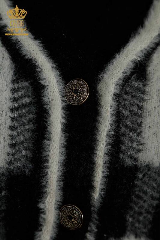 Hurtownia długiego kardiganu damskiego Angora w dwóch kolorach ecru czarny - 30587 | KAZEE