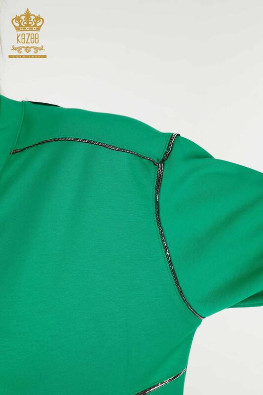 Hurtownia kompletu dresów damskich z guzikami szczegółowymi w kolorze zielonym - 17551 | KAZEE