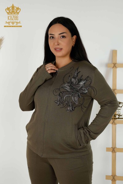 Hurtownia dresów damskich w kwiatowe wzory Khaki - 16661 | KAZEE - Kazee (1)