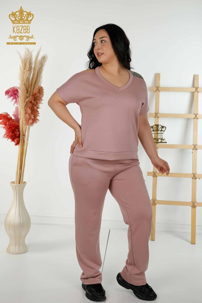 Hurtownia dresów damskich, szczegółowa kieszeń na ramieniu, brudny róż - 20397 | KAZEE - 1