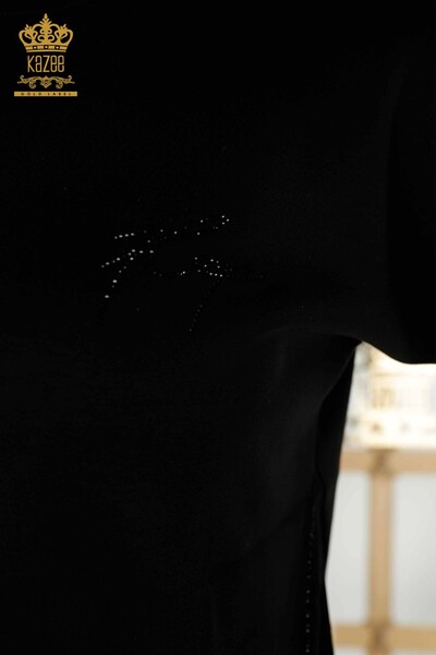 Hurtownia dresu damskiego w kolorze czarnym z kieszenią na krótki rękaw - 20390 | KAZEE - Thumbnail