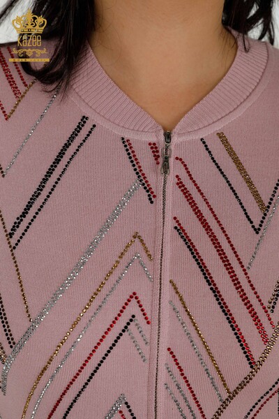 Hurtownia dresów damskich pudrowych zapinanych na zamek - 16676 | KAZEE - 4